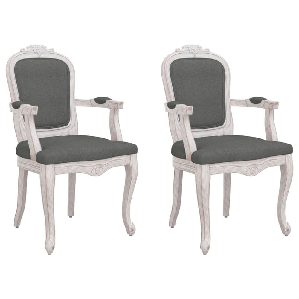 Vidaxl Jedálenské stoličky 2 ks tmavosivé 62x59,5x100,5 cm látka